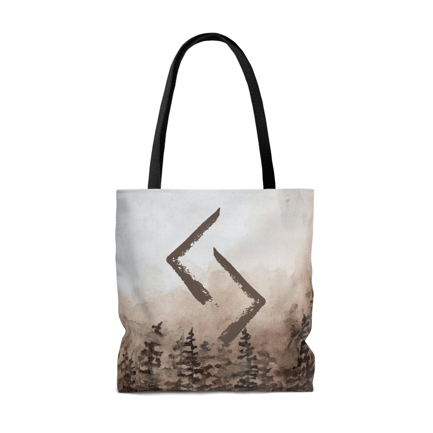 Jera Forest Tote, Rune bag with watercolor woods in natural tones, Harvest, Wheel of the year