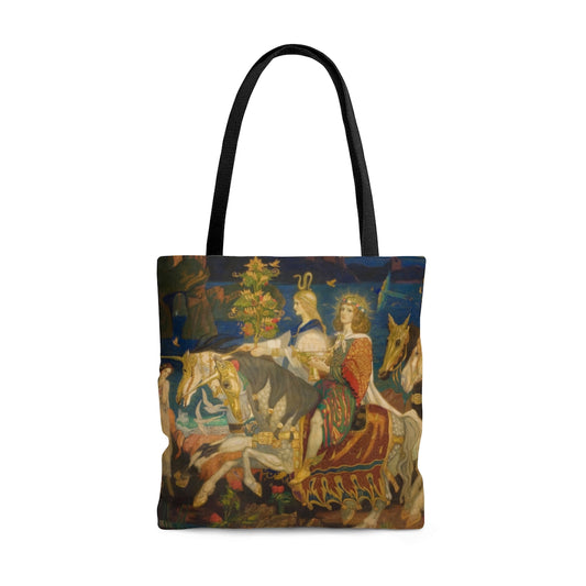 The Riders of the Sidhe Tote, John Duncan painting of the Irish fairy folk, Celtic Revival Bag, Ireland Magic, Beltane Ride, Tree of life