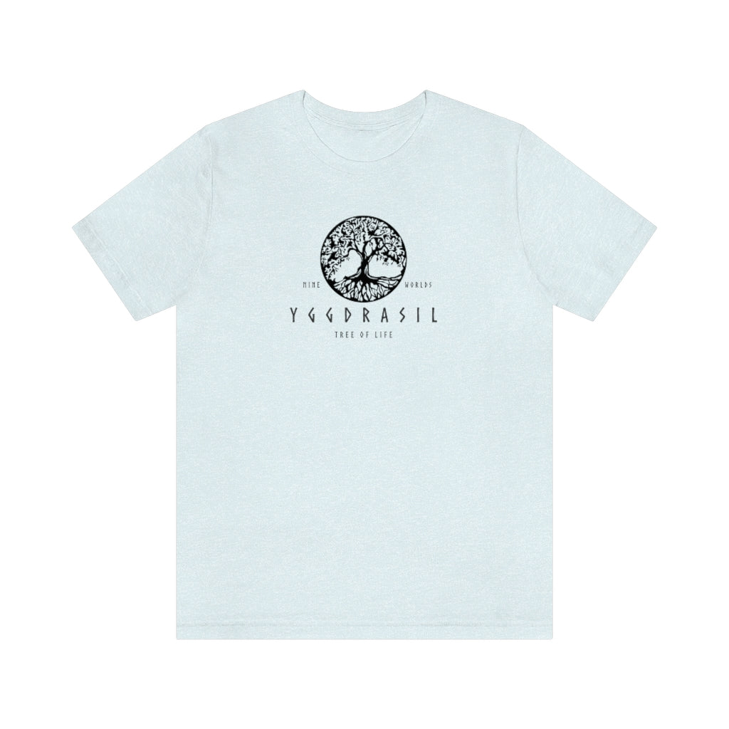 Yggdrasil Nine Worlds Unisex Short Sleeve Tee, Tree of Life T-shirt, Norse Pagan Tree of Nine Worlds, Nordic Mythology, Sacred Nature