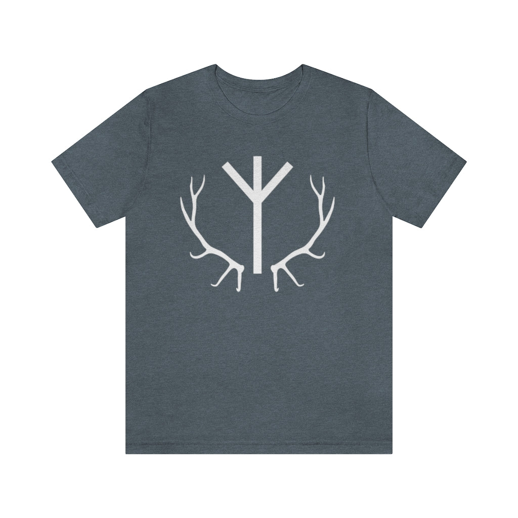 Algiz Rune Unisex Jersey Tee, Elhaz Antlers Short Sleeve T-Shirt