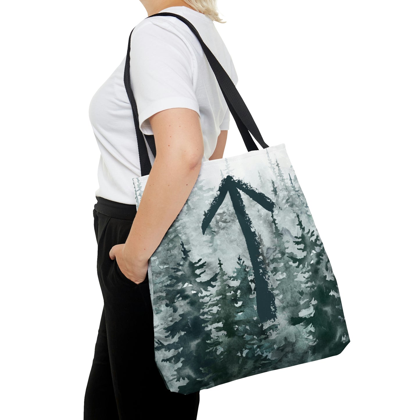 Tiwaz Watercolor Woods Tote, Tyr Forest Bag, Pagan Tote