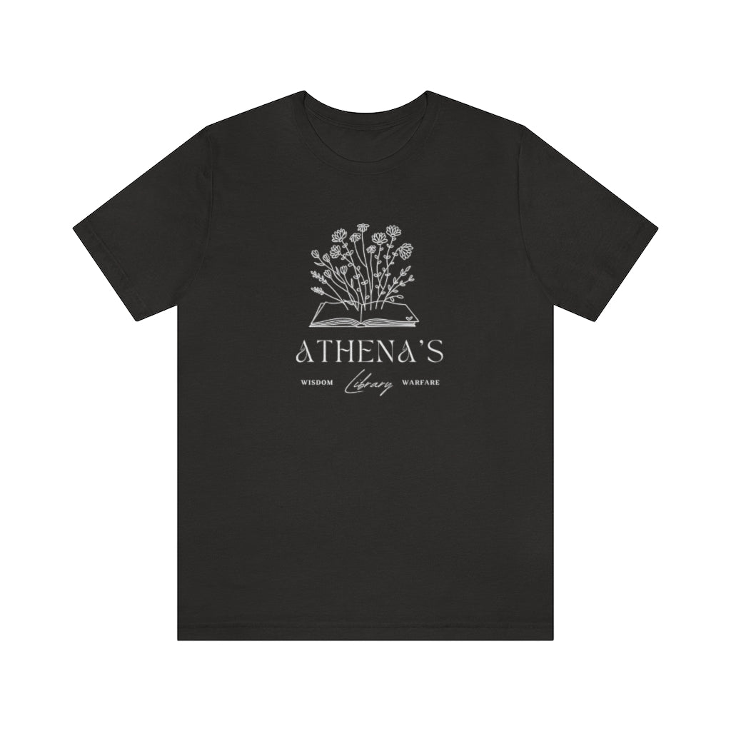 Athena Unisex Jersey Tee, Goddess of Wisdom T-Shirt, Greek Goddess of knowledge, War, Vintage Style Athena's Library Cute Shirt