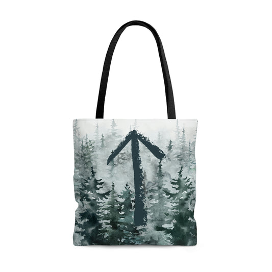 Tiwaz Watercolor Woods Tote, Tyr Forest Bag, Pagan Tote