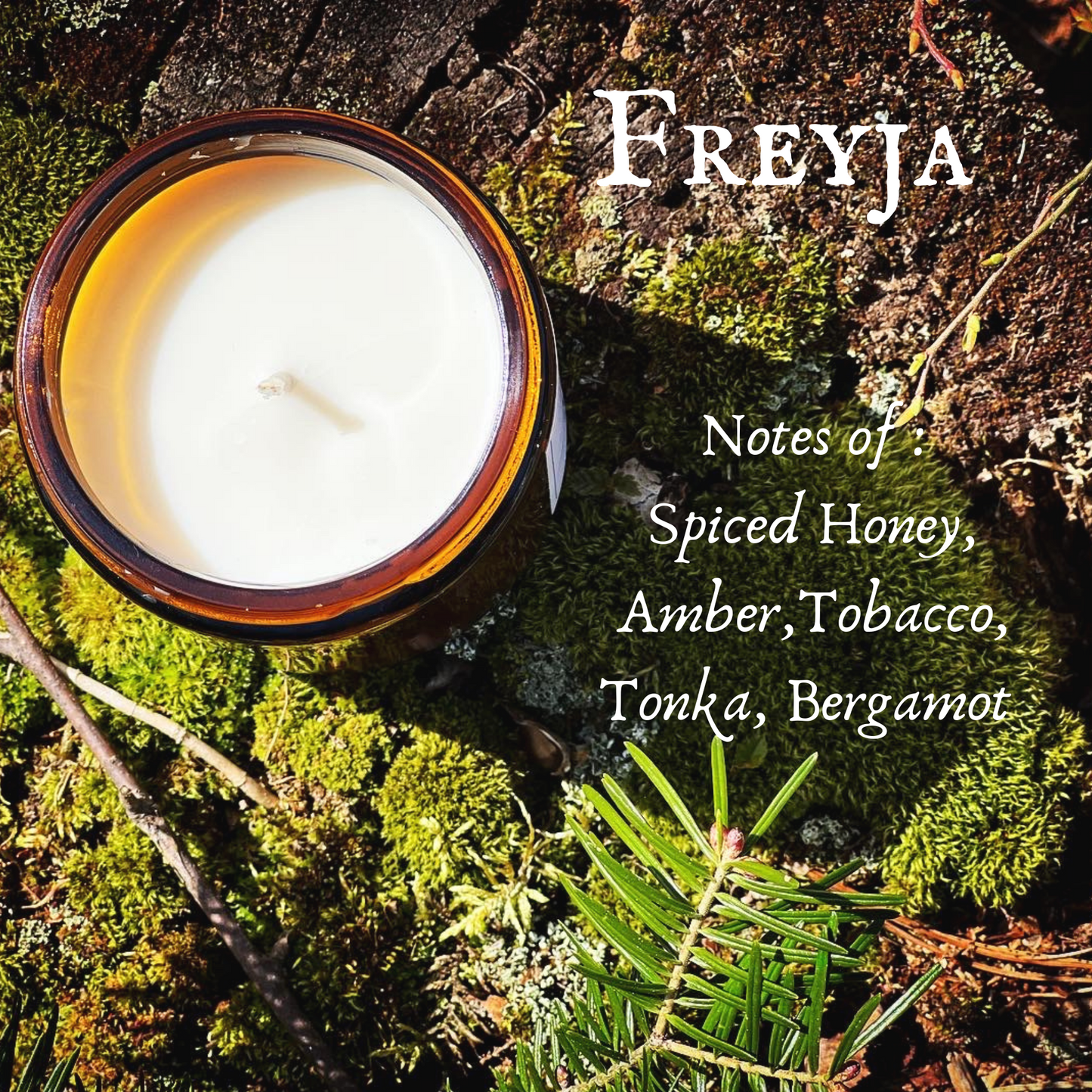 Freyja Candle, Freyja's Daughters Artisan Candles, Spiced Honey and Amber Candle in celebration of Freyja