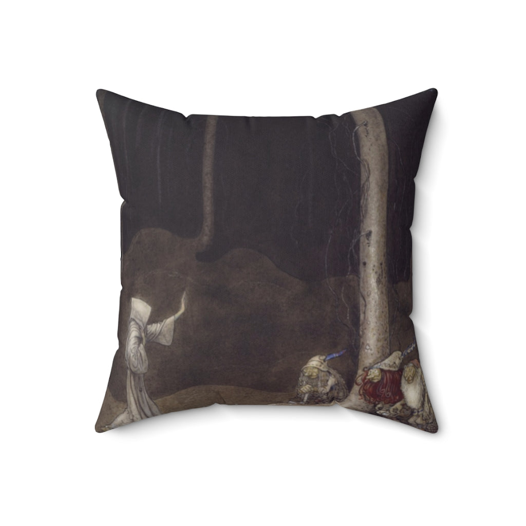 Among the Elves and Trolls Throw Pillow, J Bauer illustration