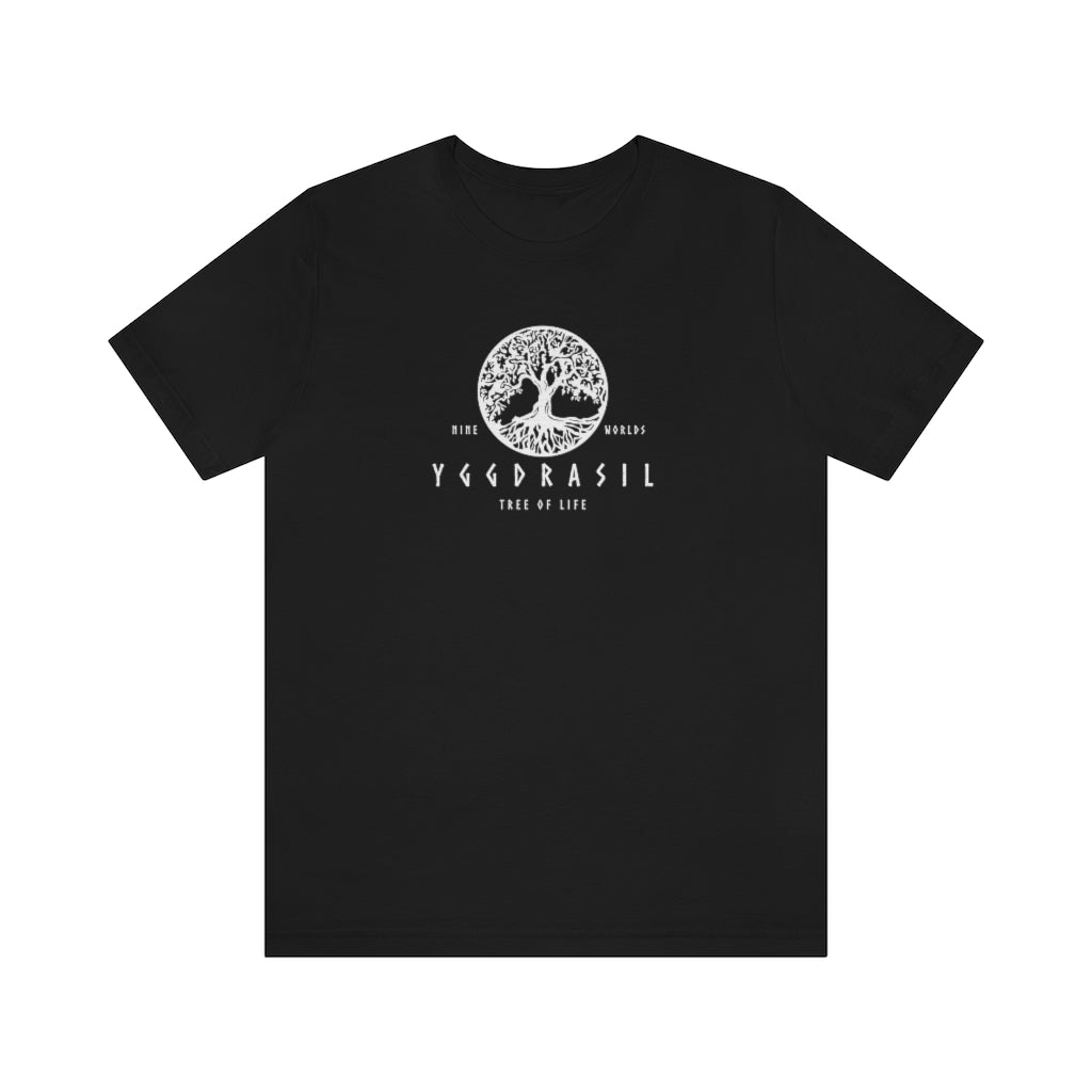 Yggdrasil Nine Worlds Unisex Short Sleeve Tee, Tree of Life T-shirt, Norse Pagan Tree of Nine Worlds, Nordic Mythology, Sacred Nature