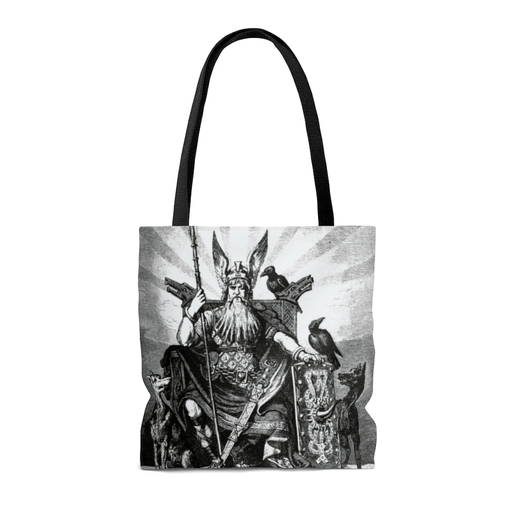 Odin Tote, Allfather Bag, Norse God Satchel, Huginn, Muninn, Geri, Freki, Odin on his throne