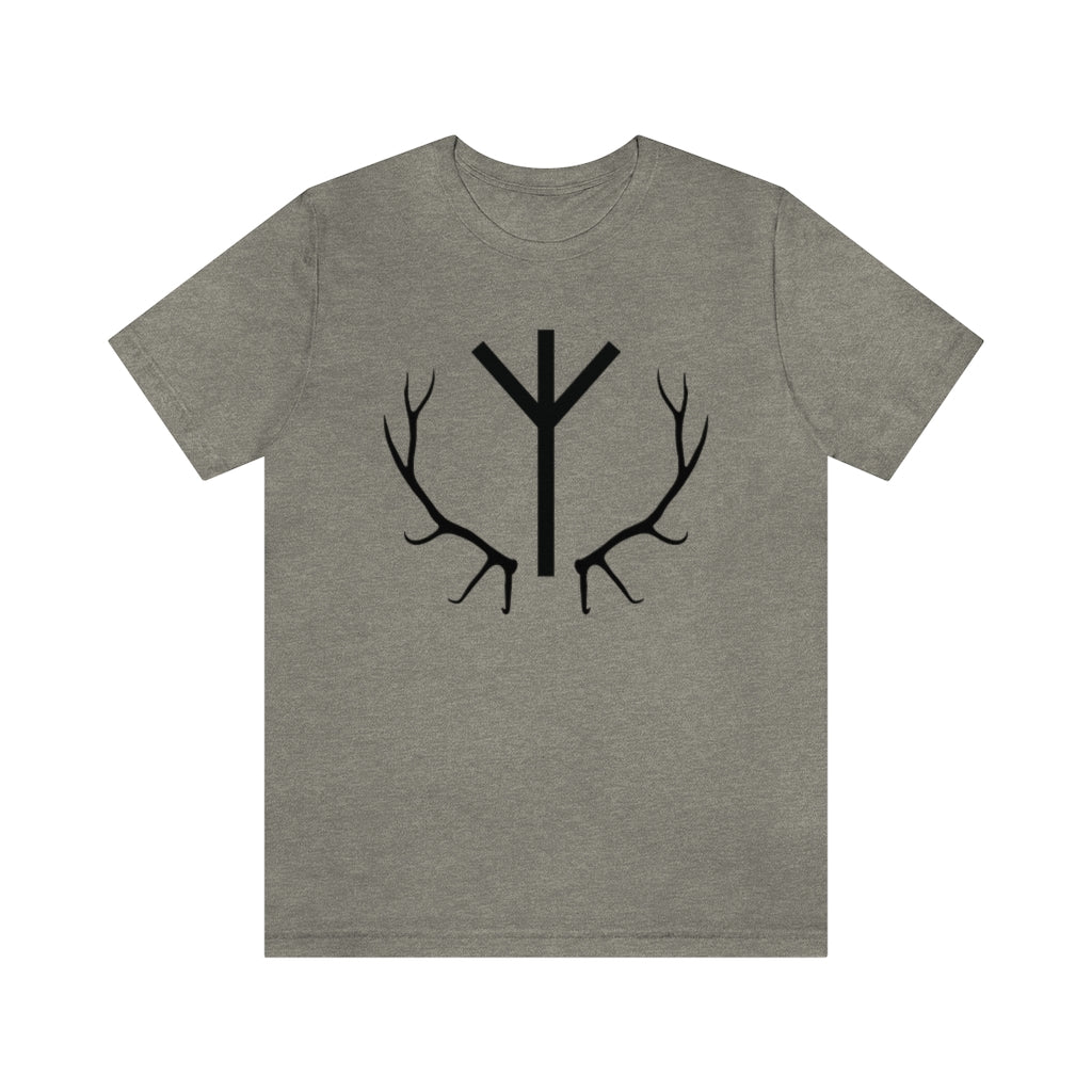 Algiz Rune Unisex Jersey Tee, Elhaz Antlers Short Sleeve T-Shirt