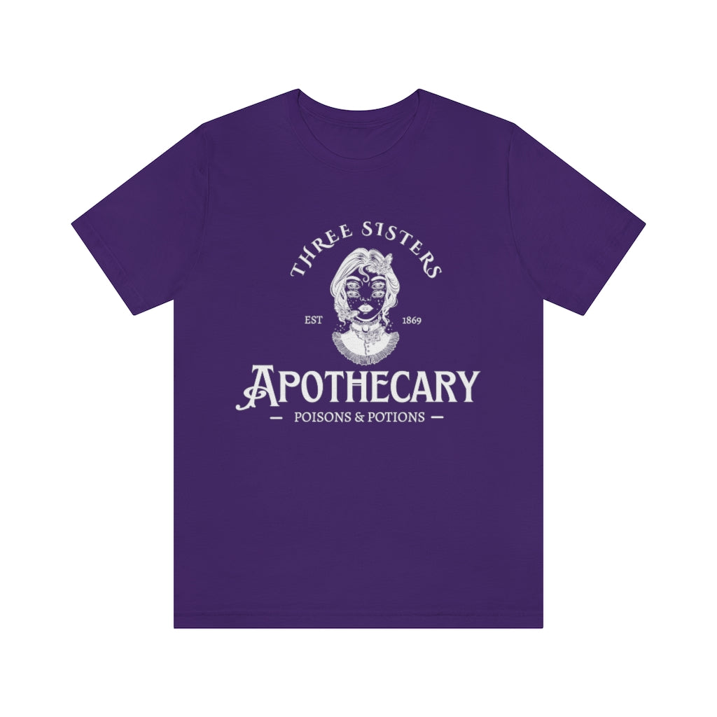 Three Sisters Apothecary Unisex Jersey Short Sleeve Tee, Vintage Style Witchy T-Shirt, Poisons and Potions