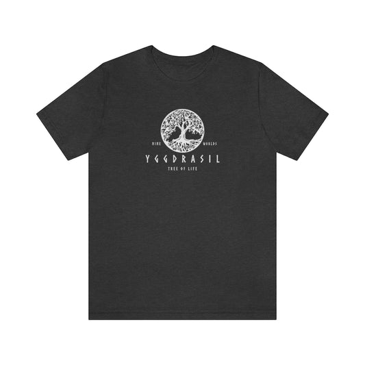 Yggdrasil Nine Worlds Unisex Short Sleeve Tee, Tree of Life T-shirt, Norse Pagan Tree of Nine Worlds, Nordic Mythology, Sacred Nature