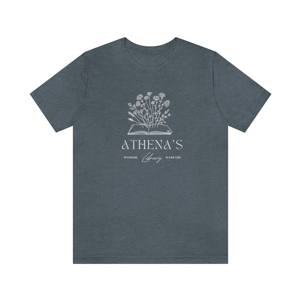 Athena Unisex Jersey Tee, Goddess of Wisdom T-Shirt, Greek Goddess of knowledge, War, Vintage Style Athena's Library Cute Shirt