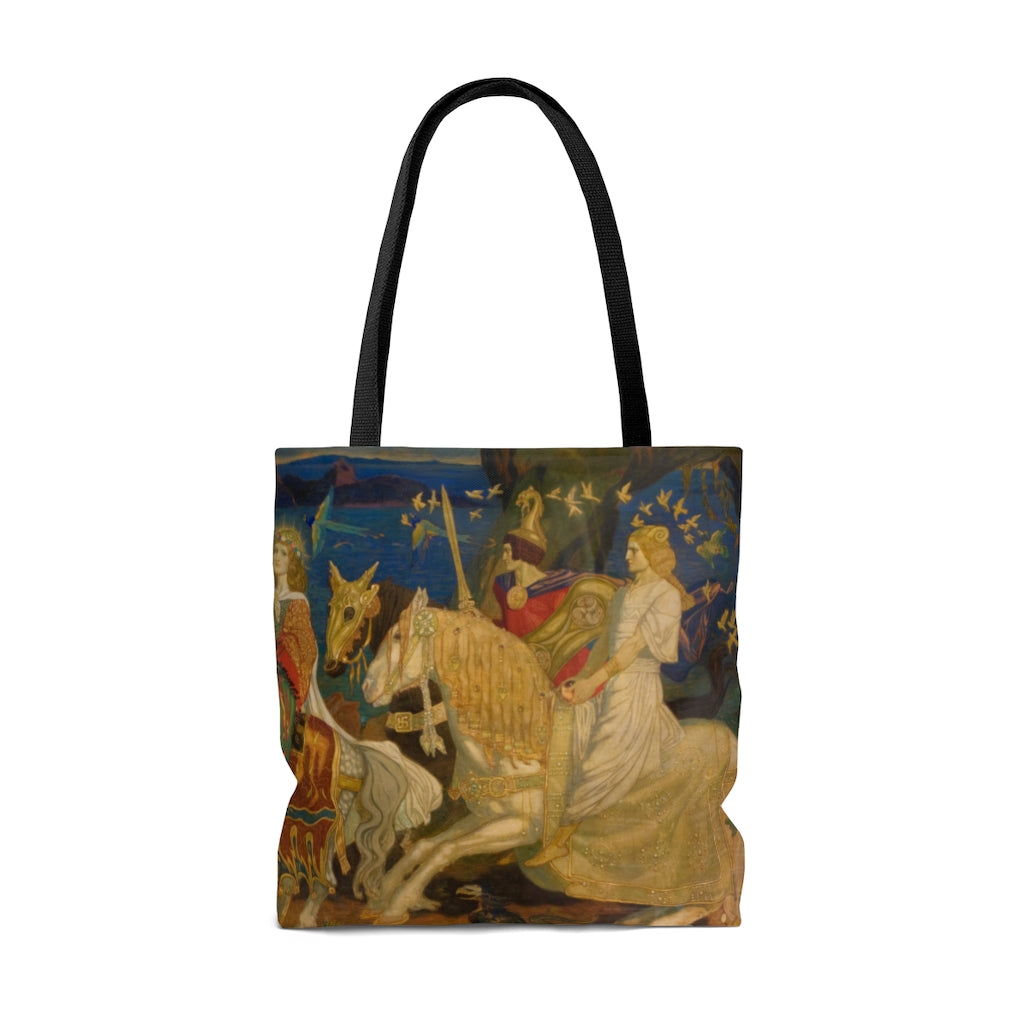 The Riders of the Sidhe Tote, John Duncan painting of the Irish fairy folk, Celtic Revival Bag, Ireland Magic, Beltane Ride, Tree of life