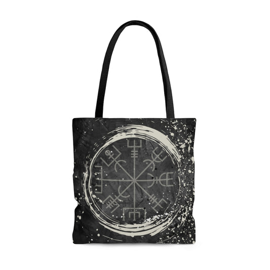 Vegvisir Tote, Icelandic Sigil Bag, Norse Pagan Satchel, Black, Grays, Cream neutral tones, Nordic Symbolism