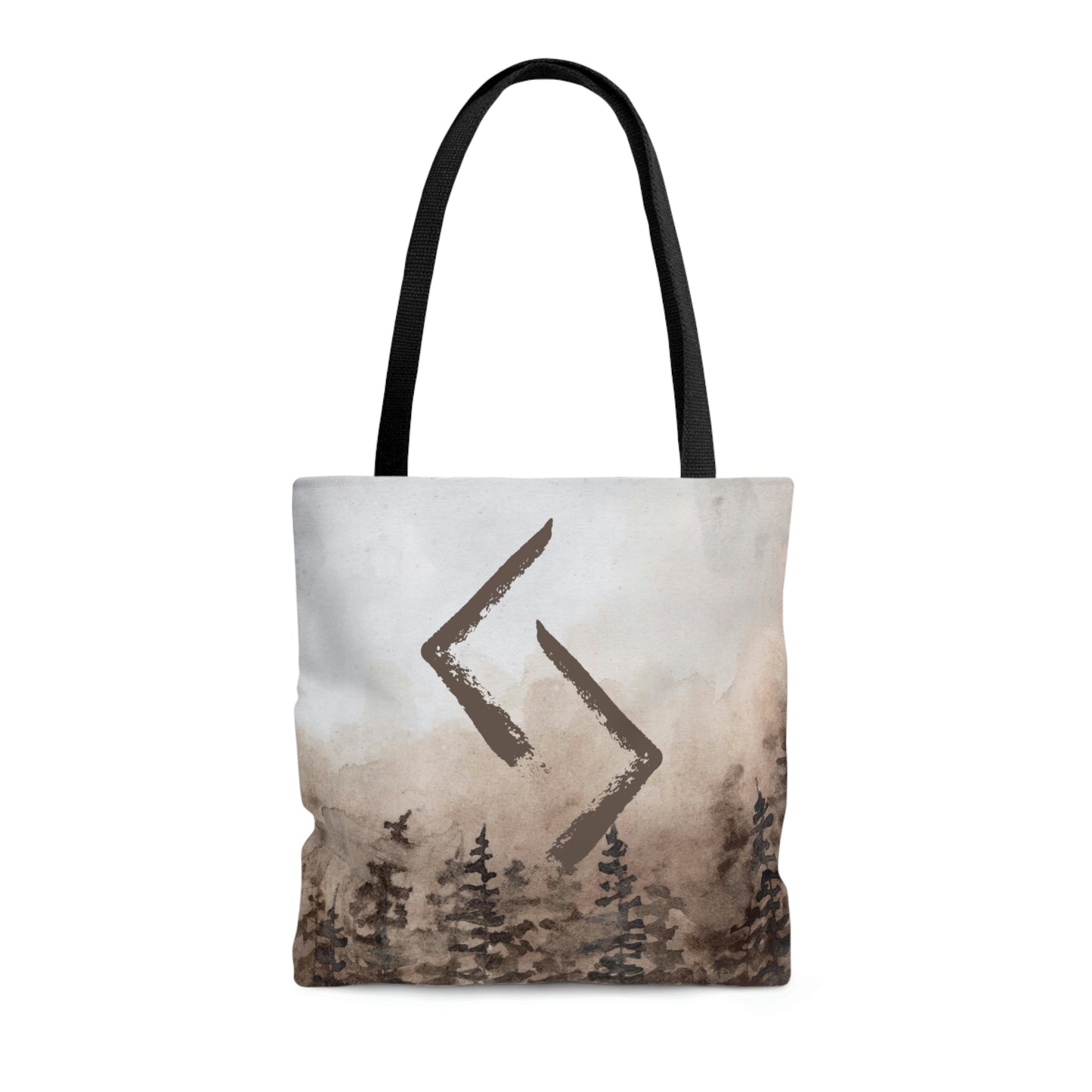 Jera Forest Tote, Rune bag with watercolor woods in natural tones, Harvest, Wheel of the year