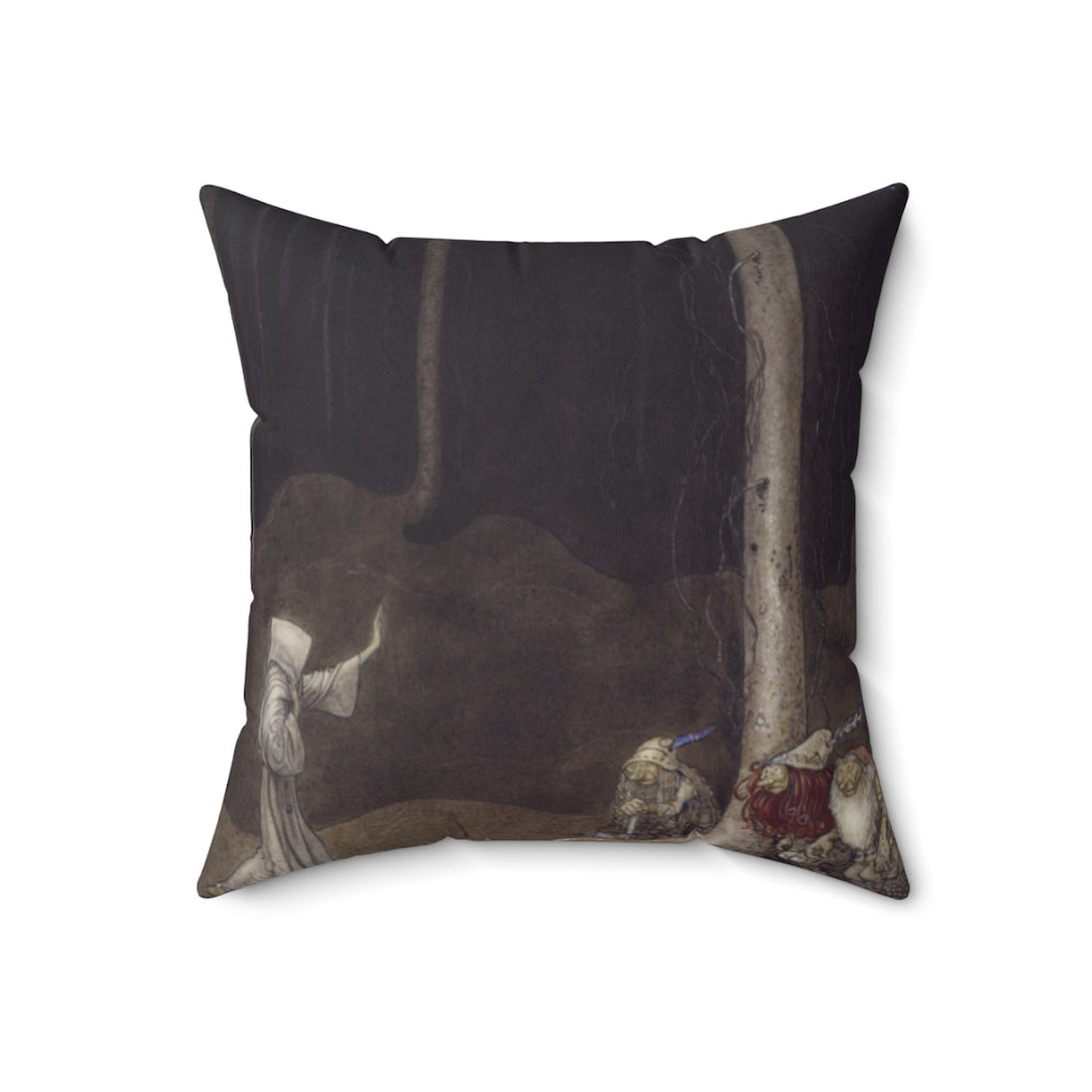 Among the Elves and Trolls Throw Pillow, J Bauer illustration