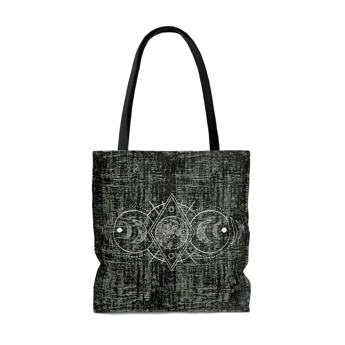 Moon Phases Tote, Witchy Moon Bag, Black and White Goth Bag