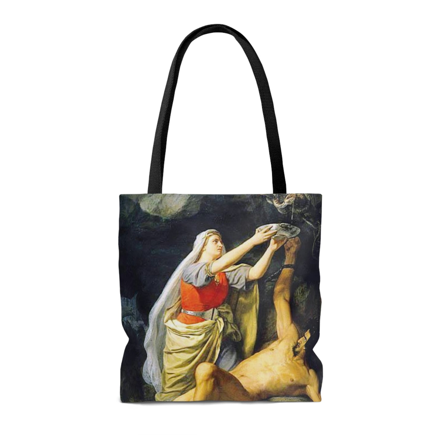 Loki and Sigyn Tote, Magical Symbols Bag, Loki's punsihment Tote Bag