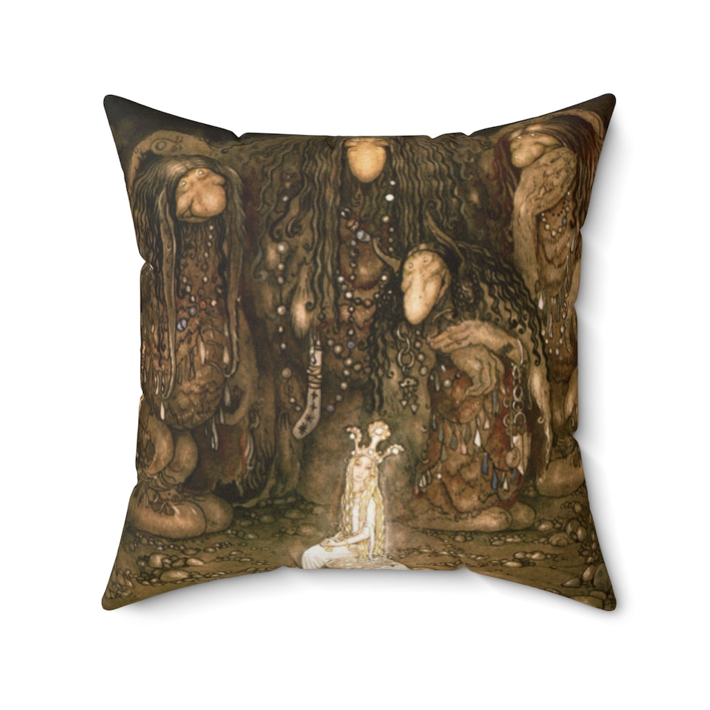 Among the Elves and Trolls Pillow, John Bauer illustration Throw Pillow, Scandinavian Folklore, Fairytales, Troll lore