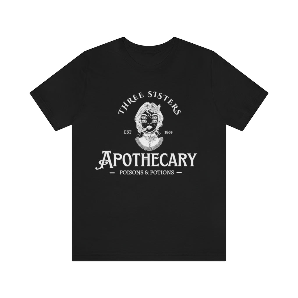 Three Sisters Apothecary Unisex Jersey Short Sleeve Tee, Vintage Style Witchy T-Shirt, Poisons and Potions