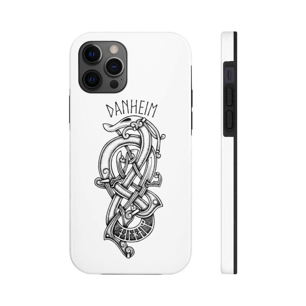 Danheim Phone Case, Tough Case with Viking Knotwork Danheim Case, iPhone Samsung Black and White