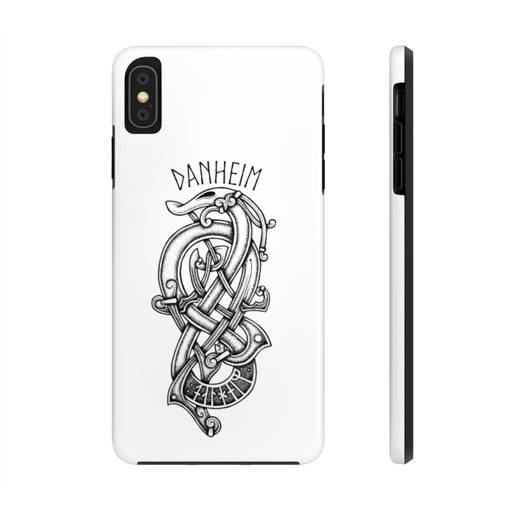 Danheim Phone Case, Tough Case with Viking Knotwork Danheim Case, iPhone Samsung Black and White