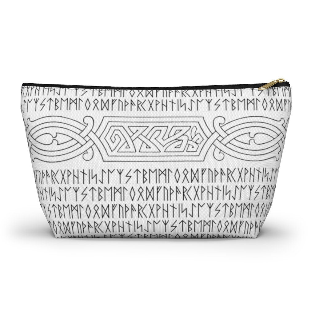 Viking Knotwork and Runes zipper Bags, T-Bottom Accessory Bag, Cosmetics Pouch, Travel Purse, Cell Phone carrier