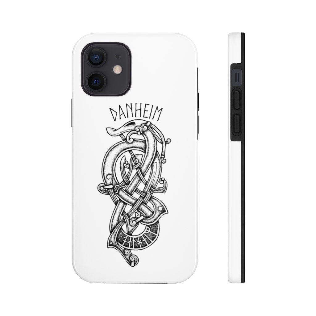 Danheim Phone Case, Tough Case with Viking Knotwork Danheim Case, iPhone Samsung Black and White