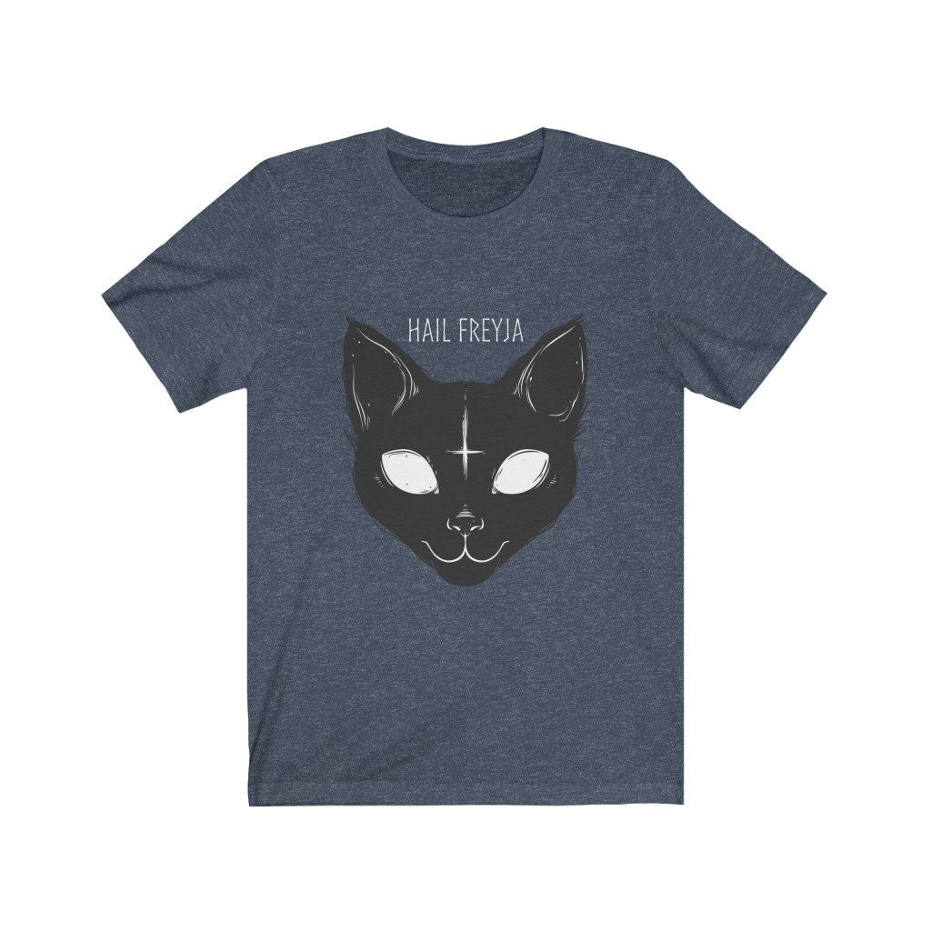 Freyja's Cat Unisex Jersey Short Sleeve Tee, Hail Freya Kitty T-Shirt, Bygal/Trygal, Norse Pagan Cat Goddess Shirt