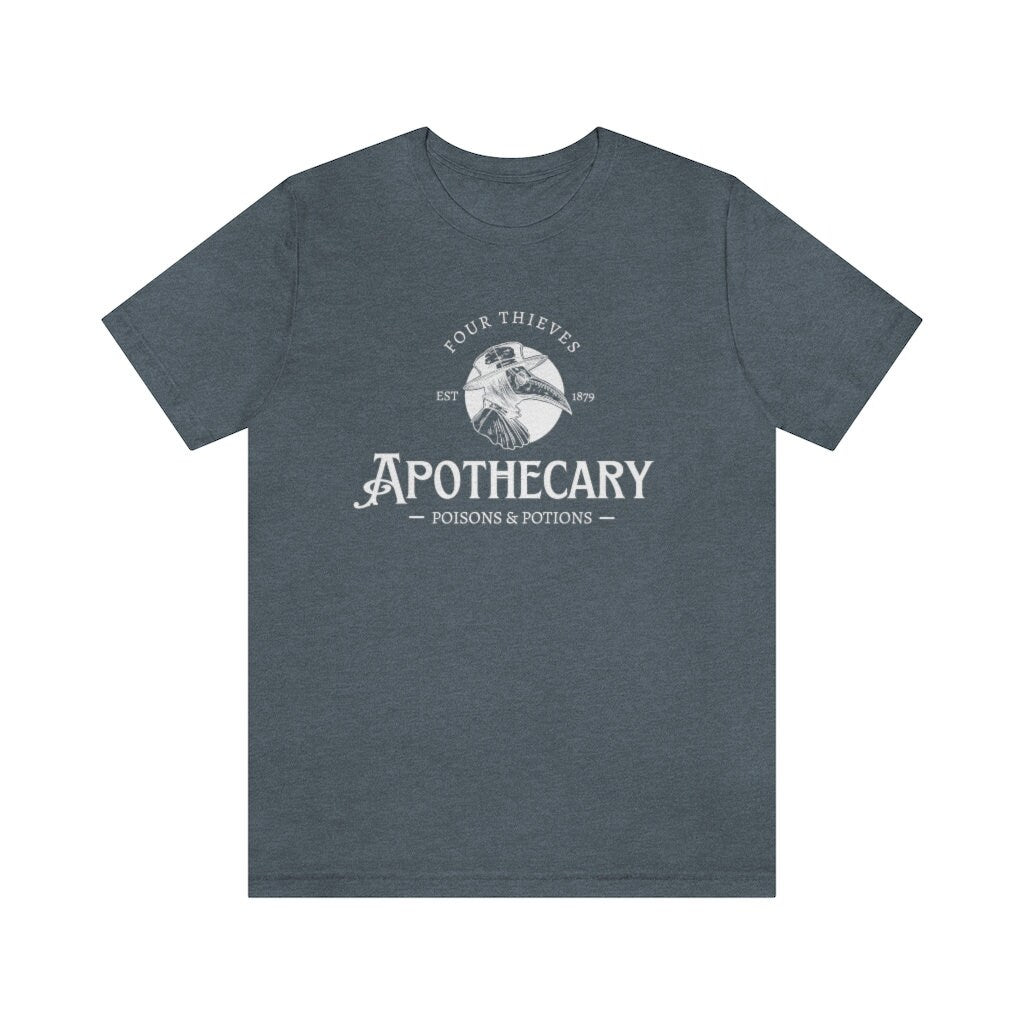 Four Thieves Apothecary Unisex Jersey Tee, Poisons and Potions Short sleeve T-Shirt, Witchy Fun Shirts, Plague Doctor, Vintage Gothic