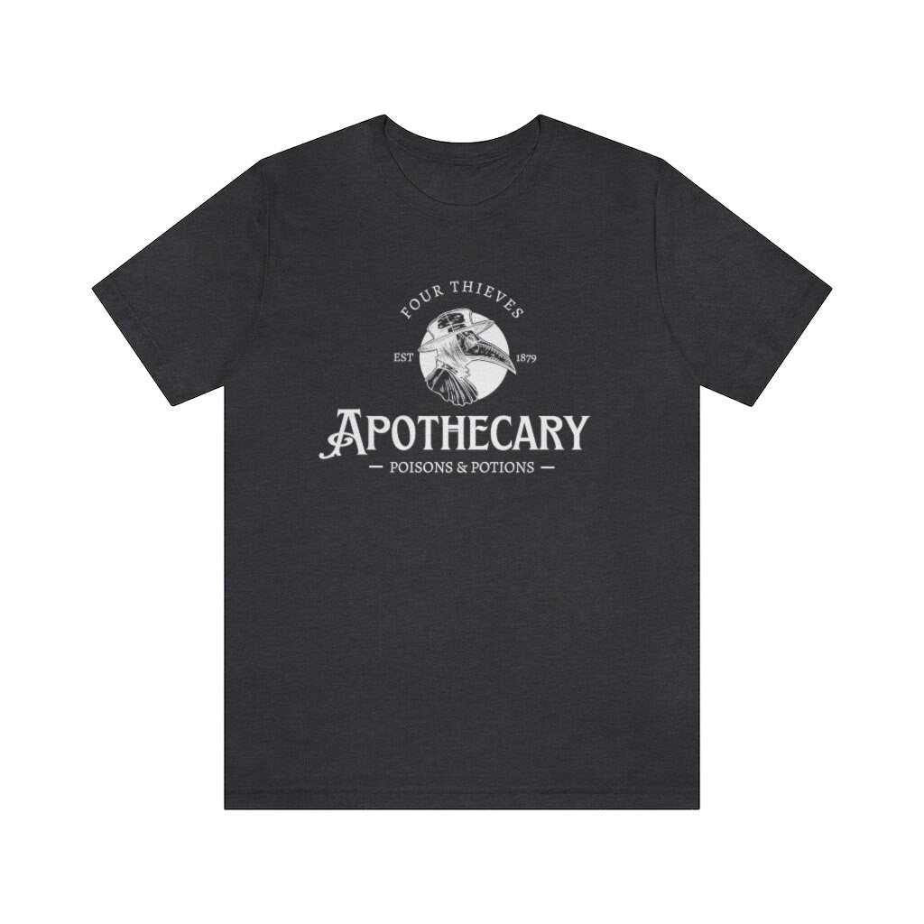 Four Thieves Apothecary Unisex Jersey Tee, Poisons and Potions Short sleeve T-Shirt, Witchy Fun Shirts, Plague Doctor, Vintage Gothic