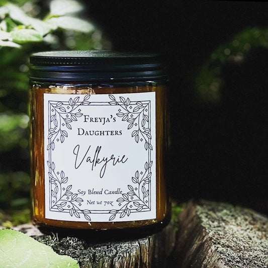 Valkyrie Candle, Freyja's Daughters Hand Poured Candles, Norse Mythology, Nordic Pagan Home Fragrance, Snowy Woods, Invigorating Spruce, Fir